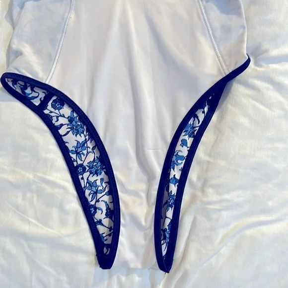 Floral Blue and White One Piece Blue Ruby Swimsuit - Picture 14 of 16